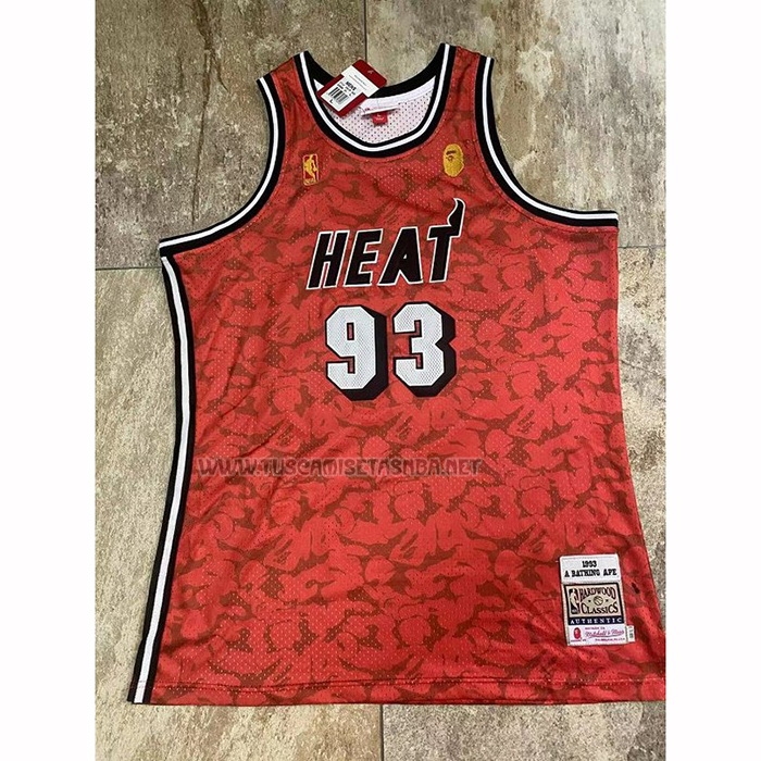 Camiseta NO 93 Miami Heat Mitchell & Ness Bape Rojo